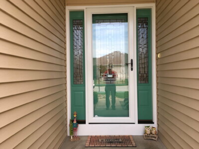 Larson Storm Doors 1 Exterior Door with Double Sidelite and Full View Storm Door by Doors-N-More